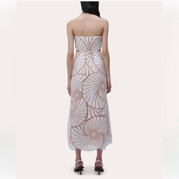 Jonathan Simkhai Jamie Dress White Fossil Guipure Lace Wedding Party LWD Size 12 - Picture 12 of 16